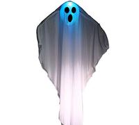 Festartikel Müller Halloween 850.486.00 Fantôme suspendu avec éclairage en polyester et PVC Blanc 100 x 180 cm