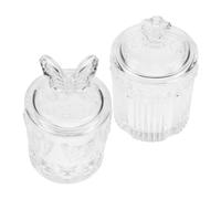 FESTFENDS 2 Pièces Bocal en Verre Décoratif avec Motif en Relief, Récipient de Rangement Élégant et Anti-poussière pour Allumettes, pour Plan de Travail Cuisine ou Balcon