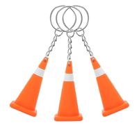 FESTFENDS 3pièces Mini Cône de Chantier Silicone Porte-clés Ornements de Signalisation Routière Réalistes pour Sacs à Main Véhicules et Événements Thématiques
