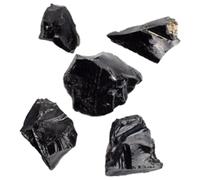 FESTFENDS 5 Pièces Pierre D'obsidienne Naturelle Noire Décorative en Pierre Brute, Adaptée la Contemplation et Diffuseur D'aromathérapie pour Décoration de Chambre