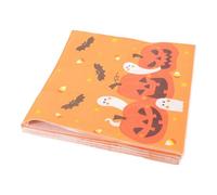 FESTFENDS 60 Pièces Serviettes en Papier Jetables Orange à Motifs D'halloween Festifs, Design Carré Décoratif pour Soirées Cocktails et Événements Bar, Usage Multi-scène