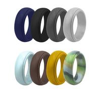 FESTFENDS 8 Pièces Bagues Bijoux Légers et Stylés en Silicone Flexibles et Étanches pour Hommes, Anneaux Colorés pour Sports de Plein Air et Fitness