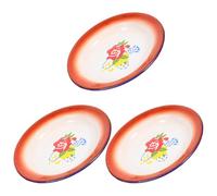 FESTFENDS Assiettes Vintage Design Rétro Chinois Multifonctionnelles Lot de 3 en Émail pour Snacks et Desserts pour Restaurant ou Pique-