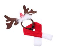 FESTFENDS Bandeau pour Chiot Motif Renne de Noël Écharpe Courte en Peluche Douce, Tenue Confortable pour Chien, pour Fête de Noël et Séance Photo