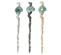 FESTFENDS Bâtonnets à Cheveux en Résine Imitation Jade 3pcs Alliage de Zinc, Faciles à Coiffer et Résistants Accessoires pour Coiffures Quotidiennes et Fêtes