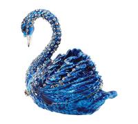 FESTFENDS Boîte à bijoux cygne en strass bleus - Magnifique boîte de rangement en strass pour boucles d'oreilles et colliers - Organisateur de bijoux vintage pour la maison