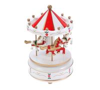 FESTFENDS Boîte à Musique Carrousel en Bois Blanc Décorative, Ornements Créatifs, Ajoute Une Atmosphère Chaleureuse et Romantique, Présent pour Mariage ou Anniversaire