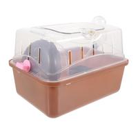 FESTFENDS Cage à Hamster Portable, Cage de Transport pour Animaux de Compagnie en Plastique, Marron, Grosse Capacité, pour Souris et Petits Animaux, pour Promenade et Randonnée