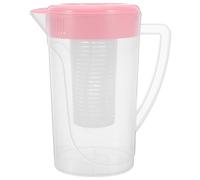 FESTFENDS Carafe à eau avec infuseur à fruits - 2 L / 67,6 oz, pichet en plastique à large ouverture avec bec verseur, poignée et couvercle - Distributeur de boissons pour réfrigérateur pour