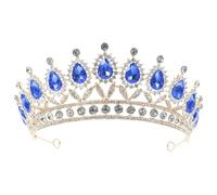 FESTFENDS Diadème Bleu de Goutte D'eau Alliage et Cristal, Bijou de Cheveux Élégant pour Mariée, Accessoire Délicat et Charmant pour Cérémonie ou Fête