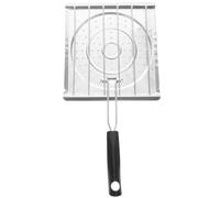 FESTFENDS Grille de Barbecue Accessoire Pratique en Acier Inoxydable avec Poignée Résistante la Chaleur, Design Perforé Pliable Argenté pour Camping Cuisine Extérieure
