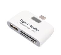 FESTFENDS Hub USB Type-c Léger en Plastique Blanc avec Lecteur de Carte Mémoire Micro Compatible pour Travail et Voyage, Prolongeant la Durée de Vie des Appareils