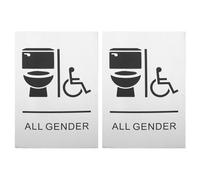 FESTFENDS Lot de 2 panneaux d'accessibilité pour porte de toilettes - Toilettes non genrées avec symbole de fauteuil roulant - 15 x 23 cm - Signalétique pour portes de pour personnes
