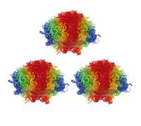 FESTFENDS Lot de 3 Perruques de Clown Afro Bou s Grandes et Drôles en Plastique Élastique Intérieur pour Fête et Usage Prolongé