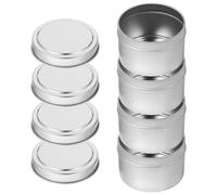 FESTFENDS Lot de 4 Boîtes Métalliques Rondes Argentées avec Couvercle, Pots à Bougies Votives en Fer Anti-Usure pour Fabrication de Bougies DIY et Rangement D'objets Petits