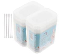 FESTFENDS Lot de 400 Cotons-tiges pour Bébé à Double Embout Rond et Spirale, Coton et Papier, Boîte de 2, pour Nettoyer Oreilles et Nez en Toute Sécurité