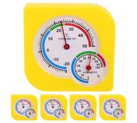 FESTFENDS Lot de 5 thermomètres de 7 cm avec hygromètre - Mini moniteur de température et d'humidité intérieur/extérieur - Thermomètre analogique pour serre et cuisine (Jaune)
