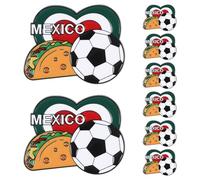 FESTFENDS Lot de 8 pins Coupe du Monde de Football 2026 - Pin's de revers en forme de cœur avec drapeau mexicain et motif hamburger - Souvenir pour les fans de sport, à accrocher à une casquette ou