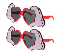 FESTFENDS Lunettes de Cœur Rouges pour Fête, 2pcs, Structure Solide en Abs, Décoration de Party, Design Unique et Stylé pour Accessoires Anniversaire