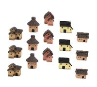 FESTFENDS Maison Miniature Vintage en Résine 15 Pièces pour Bonsaï | Décor Rustique à Toit de Chaume, Ambiance Champêtre, pour Étagère, Village de Gnomes et Scènes Miniatures