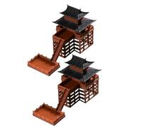 FESTFENDS Ornements de Jardin Zen 2pcs en Plastique Pagode à Deux Étages, Modèle Compact et Polyvalent pour Micro Paysages et Bureau Décoratif