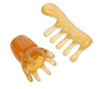 FESTFENDS Peigne de Massage Tête 2 Pièces en Résine et Cire D'abeille Outil de Massage Cranien Arrondi pour Soin du Cuir Chevelu du Cou