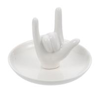 FESTFENDS Présentoir à Bijoux Créatif en Céramique Blanche avec Forme de Main Élégante, Plateau pour Ranger Bijoux Facile à Nettoyer, Maison et Noël