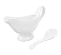 FESTFENDS Saucière Design Anti-gouttes 175ml en Céramique Blanche avec Cuillère Profonde pour Repas en et Dîners D'affaires
