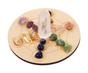 FESTFENDS Set de 1 Planche de Divination en Bois Pierres de Cristal des Chakras, Décoration Mystique pour Chambre ou Salle à Manger, Accessoire Pratique pour Divination
