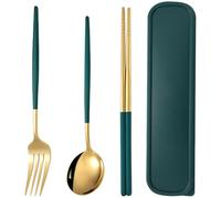 FESTFENDS Set de Couverts INOX Portable pour Camping et Voyage avec Cuillère Fourchette Baguettes et Boîte de Rangement Vaisselle Extérieure Compacte et Résistante