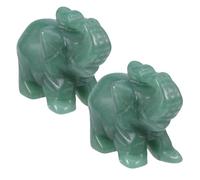 FESTFENDS Statue D’éléphant en Jade Vert, Figurine Décorative Compacte pour