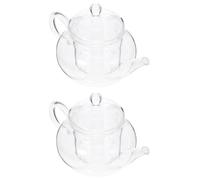 FESTFENDS Théière en Verre Résistance à Haute Température 250ml avec Infuseur 2 Pièces Poignée Ergonomique Anti-brûlure pour Maison et Bureau