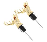 FESTFENDS Verseur de Vin et Bouchon Décoratif Tête de Cerf en Alliage de Zinc Or, Facile à Utiliser, pour Bouteilles D'huile D'olive Vin, Pack de 2 pour Fête ou Hôtel