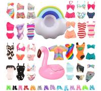 Festfun 5 Sets Maillots de Bain Bikini Vêtements d'été avec 5 Chaussures et 2 Bouées pour Poupée Fille de 11,5 Pouces (Aléatoire)