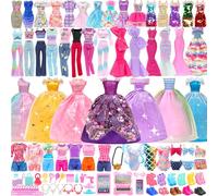 Festfun 57 Pcs Accessoire de Poupée 3 Robes de Soirée 4 Habits 10 Robes 3 Maillots de Bain 15 Chaussures et 22 Accessoire de Poupée de 11,5 Pouces