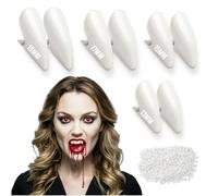 Festicy 4 Dents De Vampire I 13, 15, 17 et 19mm I Crocs Dents Fausses, Dent de Vampire Adulte 2025 avec matériel de Fixation I Aussi Dent de Vampire Enfant, pour Deguisement Homme Vampire