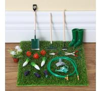 Festicy Accessoires Lutin Farceur, Charmant Kit Jardin, 14 Pièces | Une scène de jardin complète pour la porte du lutin, avec un tapis de gazon artificiel comme support