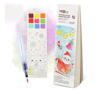 Festicy Cahier Coloriage de Noel enfant avec 25 pages & pinceau à eau | Livre de coloriage enfant spécial Noël | Cadeau créatif dès 3 ans pour voyages & fêtes
