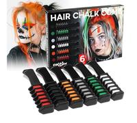 Festicy Craie pour cheveux I 6 couleurs Halloween noir, blanc et rouge I Parfait deguisement halloween femme et fille I Accessoires cheveux Halloween I Lavable, non toxique I Decoration halloween
