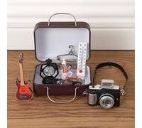 Festicy Lutin - Petite valise d'aventure - Accessoires de porte de lutin avec valise, guitare, brosse à dents, appareil photo - Porte de lutin pour le lutin de maison - Lutin tire un lutin de Noël