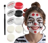 Festicy Maquillage Halloween pour Visage et Corps Set I 3 couleurs (noir, rouge, blanc) 20g par couleur I 3 éponges & 1 pinceau I Maquillage Halloween 2025, maquillage enfant