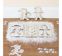 Festicy Pochoir de lutin et neige artificielle - Accessoire de porte de lutin pour les traces de magie - Empreintes de mains et de pieds - Complément parfait au kit complet de lutin de Noël