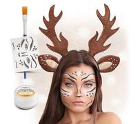 Festicy Serre Tête Renne Femme I Tatouage visage & maquillage blanc | Serre tete pour deguisement carnaval femme Edition 2025 | Deguisement 10 11 12 ans, serre tete femme et deguisement femme renne