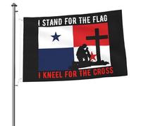 Festif Drapeau en polyester Je défends le drapeau du Panama et je m'agenouille devant la croix décoratif Bannière décorative 3x5 Ft pour événements,Décoration extérieure,jardin