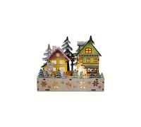 FESTILIGHT-Scénette 5 LED maison et flocons de neige 20x8.5x16.5 cm