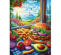 Festin de burgers avec des frites 300 Pieces Casse-tête Collectionneur En Carton Haute Densité Faune sauvage et animaux de compagnie Haute Difficulté Décoration Murale Cadeau Anniversaire Qualité Prem