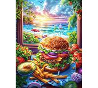 Festin de burgers avec des frites 500 Pièces Puzzle Adolescent En Carton Sans Déformation Faune sauvage et animaux de compagnie Difficulté Moyenne Activité Éducative Cadeau Noël Pas Cher Petit Prix 50