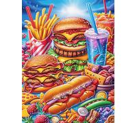 Festin de Fast-Food dans la forêt Magique 1000 Pièces Puzzle Amateur d'art en Carton Anti-Déchirure Haute Qualité Difficile Niveau Expert Décoration Murale Idée Cadeau Anniversaire 1000 PCS