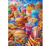 Festin de fast-food dans la forêt magique 1000 Pièces Puzzle Créatif En Carton Rigide Sans Déformation Animal de conte de fées d'accompagnement Difficulté Moyenne Activité Manuelle Loisir Créatif Cade