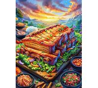 Festin grillé avec des accompagnements 1000 Pièces Puzzle Personne Âgée En Carton Épais Sans Déformation Faune sauvage et animaux de compagnie Facile Débutant Anti-Stress Thérapie Occupationnelle Peti